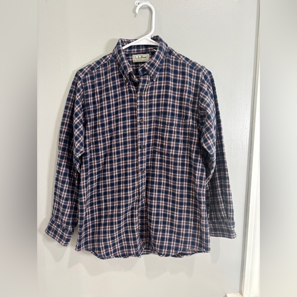 LL Bean Kids Large 14-16 Fleece Blue Button Up Flannel Shirt 100% cotton casual - Picture 1 of 5